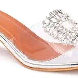 dipyo Women's Stylish Silver & Golden Block Heel Slip-On Open-Toe Sandals Comfortable & Stylish For Wedding & Party (2 Inches Heel)-picture-16