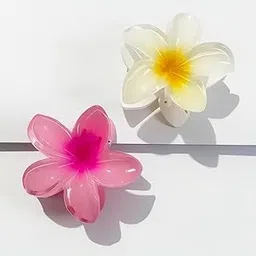 Glamezone Decorative Korean Cute Glossy Big Flower Hair Clip Clutcher for Girls Set of 2-picture-29