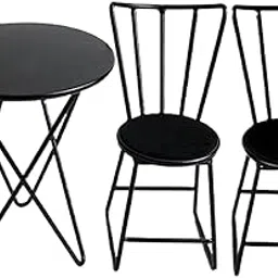 CALANDIS™ Dollhouse Miniature Chairs Set with Round Table 1:6 Scale Furniture Black | Modern | Clothes & Accessories | Dolls-picture-29