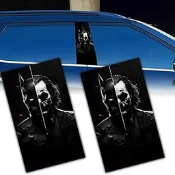 Batman & Joker Split Face Car Sticker – Dark Comic Art B-Pillar Vinyl Decal (20x8 inch) – Waterproof, Fade-Resistant, Easy to Apply – Universal Fit – Set of 2-image-43