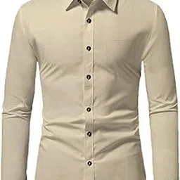 crowntail Men Cotton Blend Slim Fit Full Sleeve Ultra Soft Spread Collar | Latest Eye Catching Design Beige Color Formal Shirt for Any Occasions-picture-10