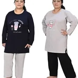 Women Full Sleeves Night Suit, Lounge n Sports WearTrack Suit, Top and Pyjama Set with Pocket for Ladies/Girls (Pack of 2 Set)-image-65