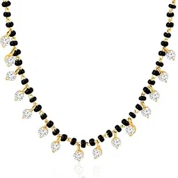 Gold Plated Crystal & Beads Studded Mangalsutra Stylish Fashion Jewellery for Women-image-35