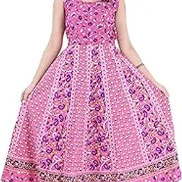 art world Women's Cotton Rajasthani Jaipuri Traditional Floral Printed Long midi one Piece Dress-picture-23