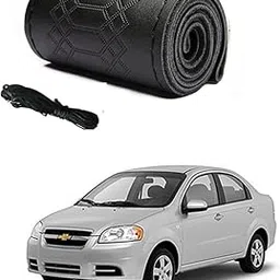 Car Steering Wheel Cover with Needle Thread Leather Sleeve Anti-Slip Breathable Full Black Color Suitable for Chevrolet Aveo-image-60