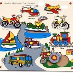 Skillofun Kingsize Identification Transport Tray Puzzle, | Eco-Friendly Wooden Puzzle with Knobs, Non-Toxic Material Enhances Child Learnin, Interactive Play Tray, Multi-Color Engaging Toy image 1