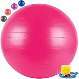 GalSports Gym Ball Anti-Burst Rubber with Free Foot Pump,Round Shape Swiss Ball, Exercise,Workout,Yoga,Pregnancy,Birthing,Balance-Stability Delivery Training,Fitness (Grey-65 cm) (pink-65CM)-picture-10