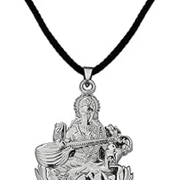 shiv jagdamba Religious Godess Sarswati Cotten Dori Silver Zinc Metal Pendant Necklace For Men women-picture-14
