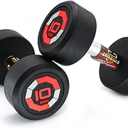 BIGBULL Rubber Coated Solid Round Dumbbell (Sold In Pair) (10 Kg x 2pc (Total = 20 kg), RED)-image-3