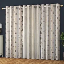 Heavy Polyester Curtains Set Pack of 3 for Door and Window|Long Blackout Parde for Bedroom & Living Room|Room Darkening Decorative Curtain Set of 3 for Home Decoration Home Decor(Brown,Long Door-9 Ft)-picture-31