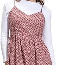 tokyo talkies Women's Sleeveless Shoulder Straps Checked Dresses | Stylish| Casual-picture-41