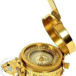 Vintage Old Style Military Compass Nautical Pocket Shiny Brass British Prismatic Compass an-picture-38