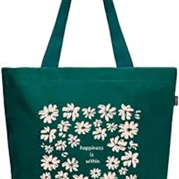 eco right Ecoright Large Canvas Tote Bag for Women, Tote Handbags for Women with Zipper & Inner Pocket for College, Shopping, Office image 1