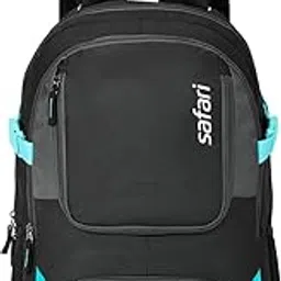Safari 30L Laptop Backpack with Bottle Holder, Quick Access Pockets, Black and Turquoise, 48x32x19 cm with Rain cover-picture-40