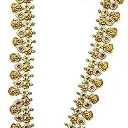 Traditional Temple Lakshmi Design Long Necklace Set with Ruby and Emerald Stones, Antique Gold Plated, with Matching Earrings-picture-14