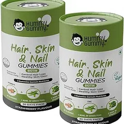 Hummy Gummy Biotin Gummies for Strong Hair, Bright Skin & Strong Nails (30 Days) - No Added Sugar & Low Calories - With Zinc, Folic Acid and Multivitamins - For Men & Women - Strawberry Flavoured Biotin Hair Gummies. (60 Gummies)-picture-51