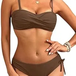 dream x fashion Twist Knot Adjustable Straps Swim Pad Bikini Set-picture-19