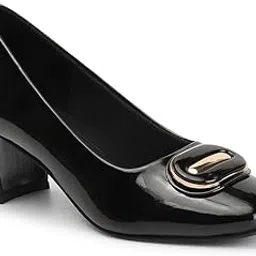 iconics Women's Solid Pointed Toe Block Heel Pumps-picture-30