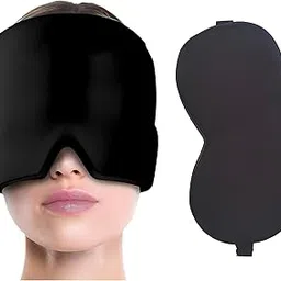 Hemshail Mulberry Silk Sleep Eye Mask, Super Smooth For Blind Fold,Ultra Smooth And Tantion Relief Mask Migraine Relief Cap, Cold Therapy Headache Relief Hat Combo (Black | Pack Of 2pc)-picture-21