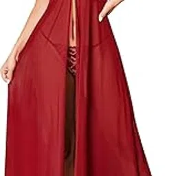 Sexy Honeymoon Nighty for Women XXL Nighty for Women Stylish Sexy hot Nighty for Women Stylish Red Lace Nightgown with Deep V-Neck Front Honeymoon Special Lingeries for Women-picture-49