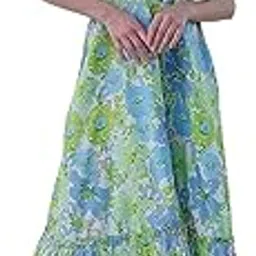 athena lifestyle Women and Girls Polyester Maxi Off-Shoulder Printed Maxi Sleeveless Green Casual Dress-picture-10