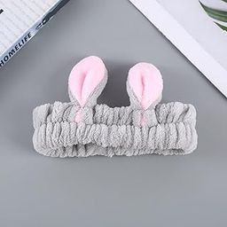 infispace Facial Makeup Headband for Women & Girls| Plush 3D Cartoon Elastic Velvet Hairband (Rabbit Ears Grey, Free Size)-picture-27