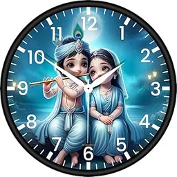 hoovale Decorative Wall Clock, Krishna Design, 25.4 cm Blue Spiritual Theme-picture-22