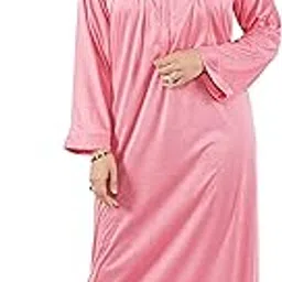 Women's Hosiery Cotton Nighty| Full Sleeves | Night Wear | Maxi for Women | Size-Large, Round Shaped Neck (Article-FSL-081B) Peach-picture-48