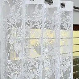 Galaxy Home Decor Transparent Lily Net Curtain Sheer Curtains for Long Door 10 Feet, Pack of 2, White-picture-20