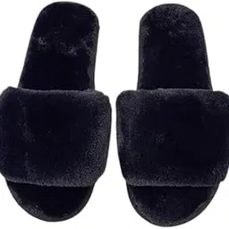 bhains ki ankh M2C Luxury Soft Fur Slippers for Women | Warm Winter House Footwear-picture-52