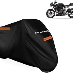 Horseyaart - Bike Cover Waterproof Compatible with Triumph Street Triple Bike Cover with Elastic and Belt Bukle Lock or Reflective Stipe (Black)-picture-14