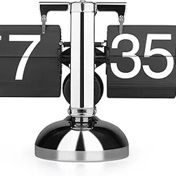 Vecolla Retro Flip Clock, Antique Mechanical Flip Clock with Large Number Display, Vintage Table Desk Clock for Office Bedroom Living Room, Aesthetic Modern Fancy Home Decor Flip Clock image 1