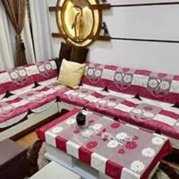 BALLEY L Shape Sofa Cover 7 Seater with Table (Red)-picture-25