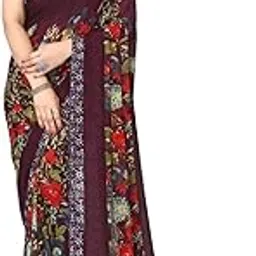yashika Women's Printed Trendy Georgette Green Color Saree With Blouse Material-picture-14