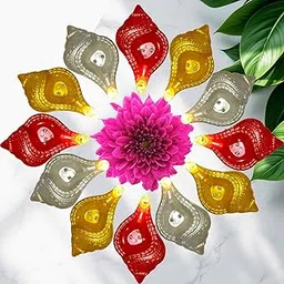 MAKKU Shankh Water Sensor Diya, Flameless & Smokeless LED Candle, Eco Friendly Decorative Diyas Light, Battery Operated LED Diya for Diwali, Festivals, Office & Home Decoration (Pack of 12)-image-64