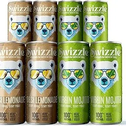 Swizzle Summer Combo Pack | Swizzle Desi Lemonade & Virgin Mojito | Premium NonAlcoholic Refreshers | 250 ml Cans | Authentic Flavors (Pack of x 8 (4x2))-image-35