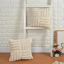 TARANTARAN Luxurious Decorative tuffted Boho Cushion Size 16x16 inch Pack of 2 Pure and Soft Hand tuffted Square Cushion Cover for Bedroom Living Room Sofa-image-51