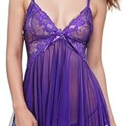 kittybees Flared Lingerie for Women V Neck with Bow, Silk Solid Above Knee Night Dress, Honeymoon Lingerie Set, Chemise for Women (Black, Free Size)-picture-23