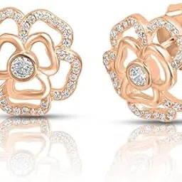 zavya 925 Sterling Silver Floral Rose Gold Plated Earrings | Gifts For Women And Girls | With Certificate of Authenticity and 925 Hallmark-picture-25