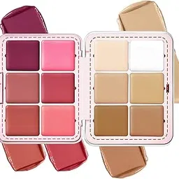 2 In 1 Matte Cream Blush Concealer Palette, Long-Wearing, Smudge Proof, Natural-Looking, Blendable, Matte Finish Blush Concealer Face Makeup Palette (02 blusher with concealer, Medium)-picture-54