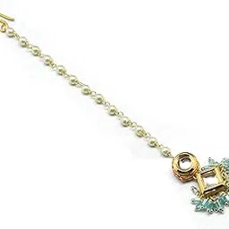 radhesh creation and jewellery Gold Plated Small Size Maang Tikka for Women And Girls-picture-26