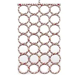 VRCT Metal 28 Ring Round Folding Rope Dupatta Belt Shawl Tie Scarf Hanger Holder Organiser for Wardrobe(1 Pieces, Multicolour)-picture-49
