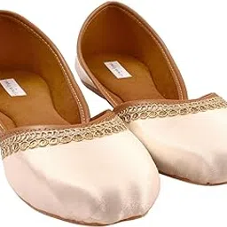 miraya impex Miraya Punjabi Jutti Mojaris for Women Lace Work Cream Jutti for Women-picture-10