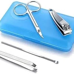 YUGAMA 4 Pcs Manicure Set With Plastic Box, Manicure Tools Kit, Nail Cutting Scissor Stainless Steel Ear Wax Cleaner Tool Set, Practical Nail Care Tools Set For Men & Women (Multicolor | Pack of 1)-picture-11