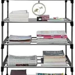 KYNE Multipurpose Plastic Shoe Rack for Home – 5 Layer Foldable Shoe Organizer | Lightweight & Space-Saving Shoe Stand for Entryway, Hall, Bedroom (5-Shelves, Black) image 1