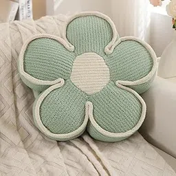 HOKIPO Flower Shaped Throw Pillow Cushion for Sofa Couch, Chair, Bed, Bedroom, Nursery or Home Décor, Sage Green (AR-5924-GRN)-image-63