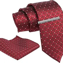 axlon Tie for Men – Self Silk Neck Ties Set with Cufflinks Flower Pin, Pocket Square & Black Gift Box, Combo Necktie Sets for Office Wear, Formal Suits & Weddings (Luxe Maroon, NXSMX_37)-picture-24