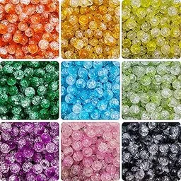 INDIKONB Crackle Dual Shade Beads for Bracelet & Jewellery Making | Multi-Colour Acrylic Plastic Round Beads Set | Craft Supplies for DIY Accessories image 1