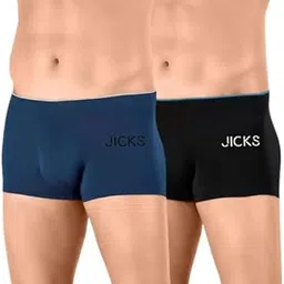 jicks Men's Extra Thin Elastic Underwear Long Comfortable Breathable Comfort Boxer Brief Imported Material Solid Color Balck and Blue Pack of 2 Size-XL-picture-12