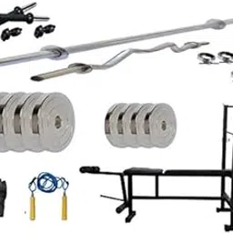 PROTONER 28 kgs with 4 Rods with 6 in 1 Weight Bench Home Gym Package-image-86